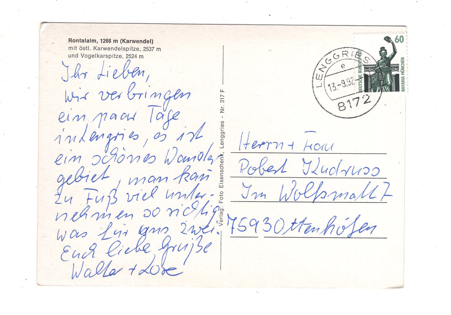 Ansichtskarte Rontalalm / Karwendel / Österreich / N1-70