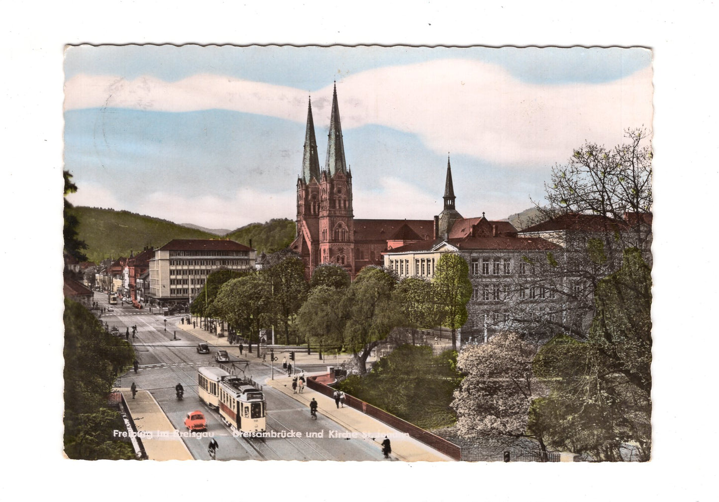 Ansichtskarte Freiburg im Breisgau / Dreisambrücke & Kirche St. Johann / G1-64