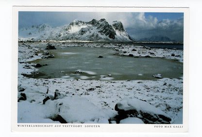 Ansichtskarte Winterlandschaft auf Vestvagoy / Lofoten / Norwegen