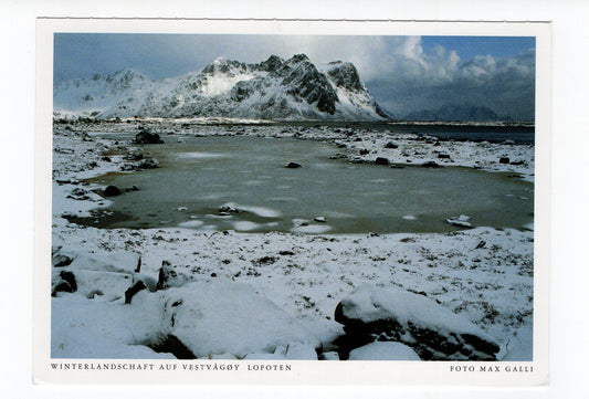 Ansichtskarte Winterlandschaft auf Vestvagoy / Lofoten / Norwegen