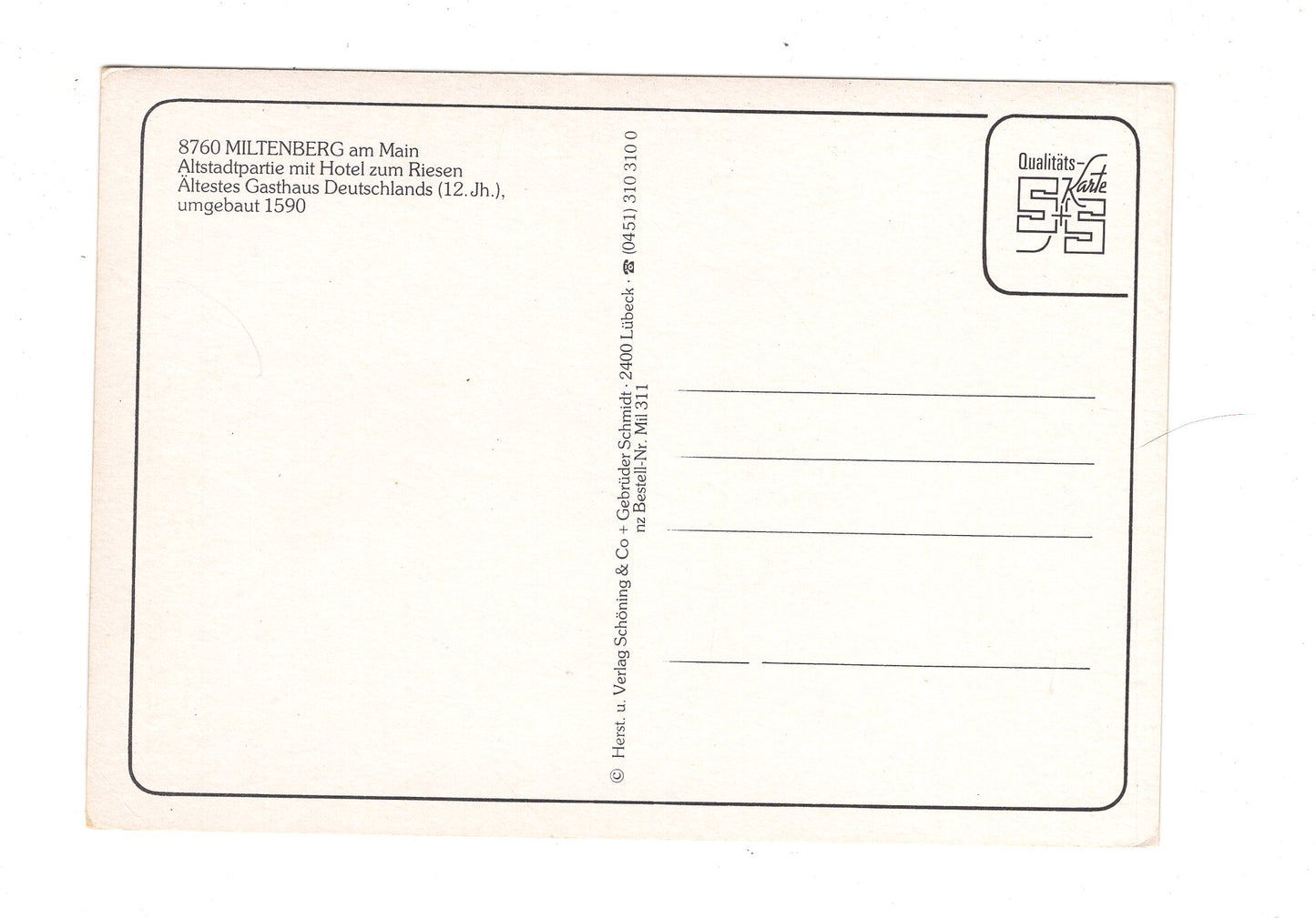 Ansichtskarte Miltenberg am Main / Altstadtpartie mit Hotel zum Riesen / I1-59