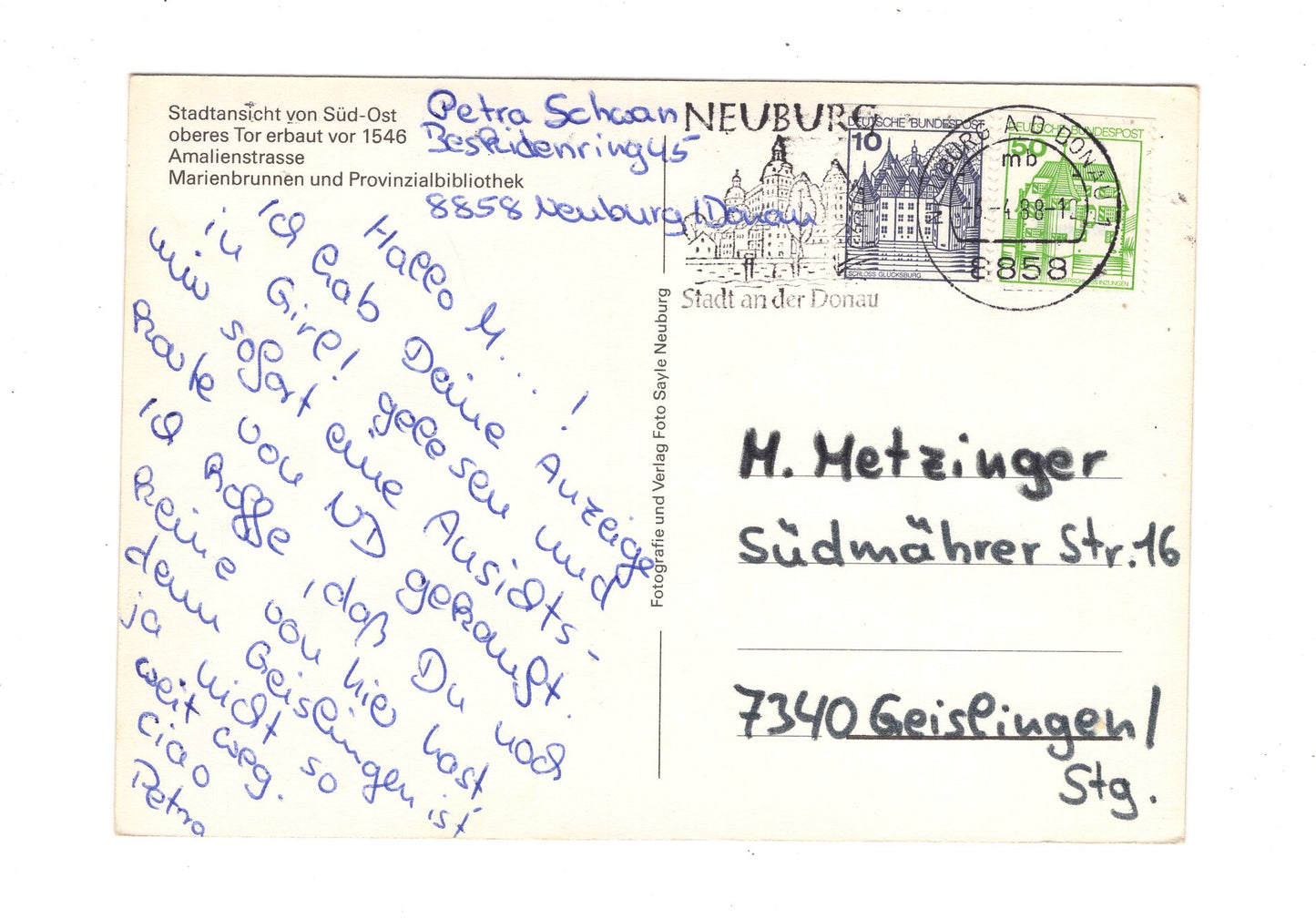 Ansichtskarte Residenzstadt Neuburg / Donau