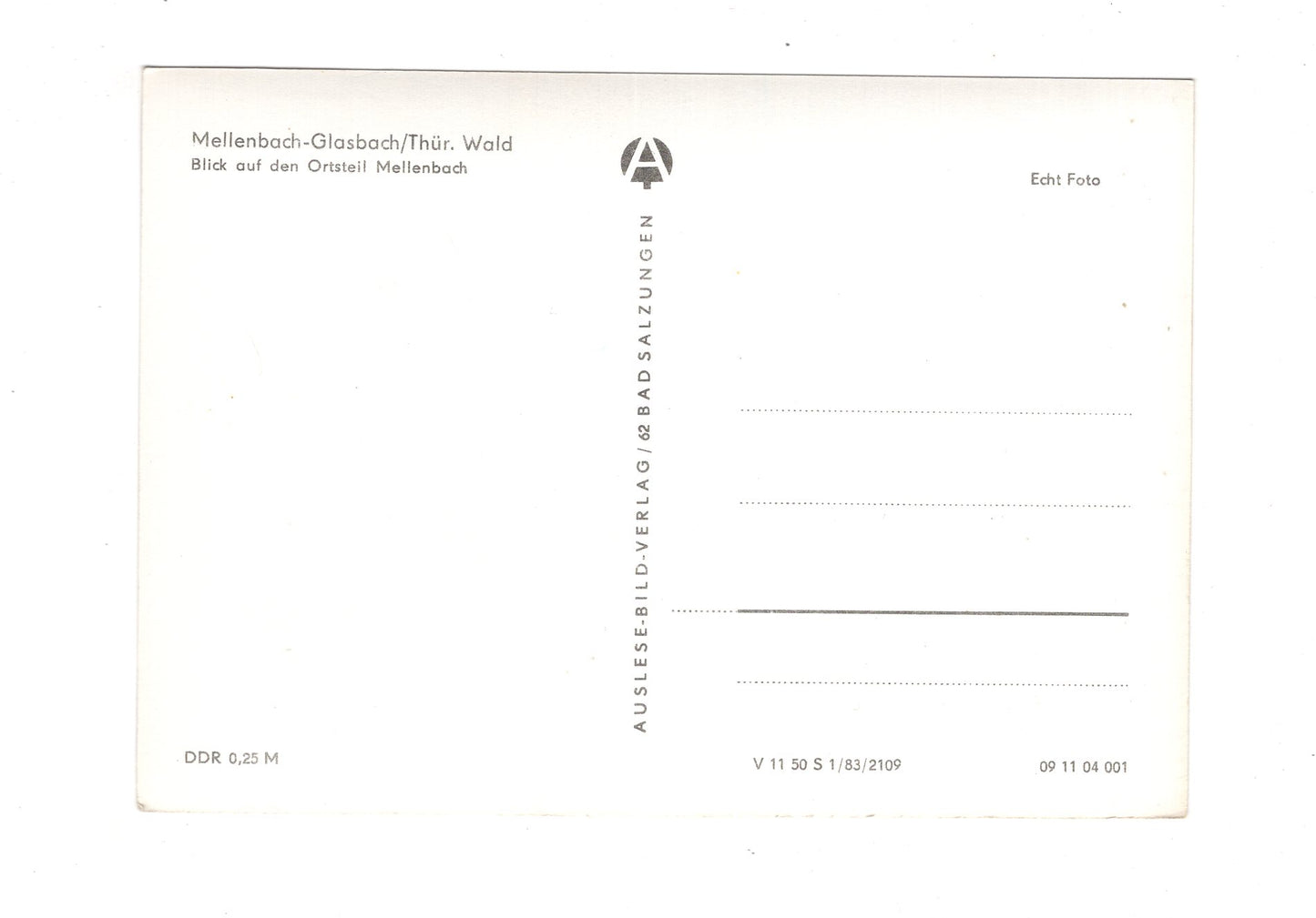 Ansichtskarte Mellenbach-Glasbach / Thüringer Wald