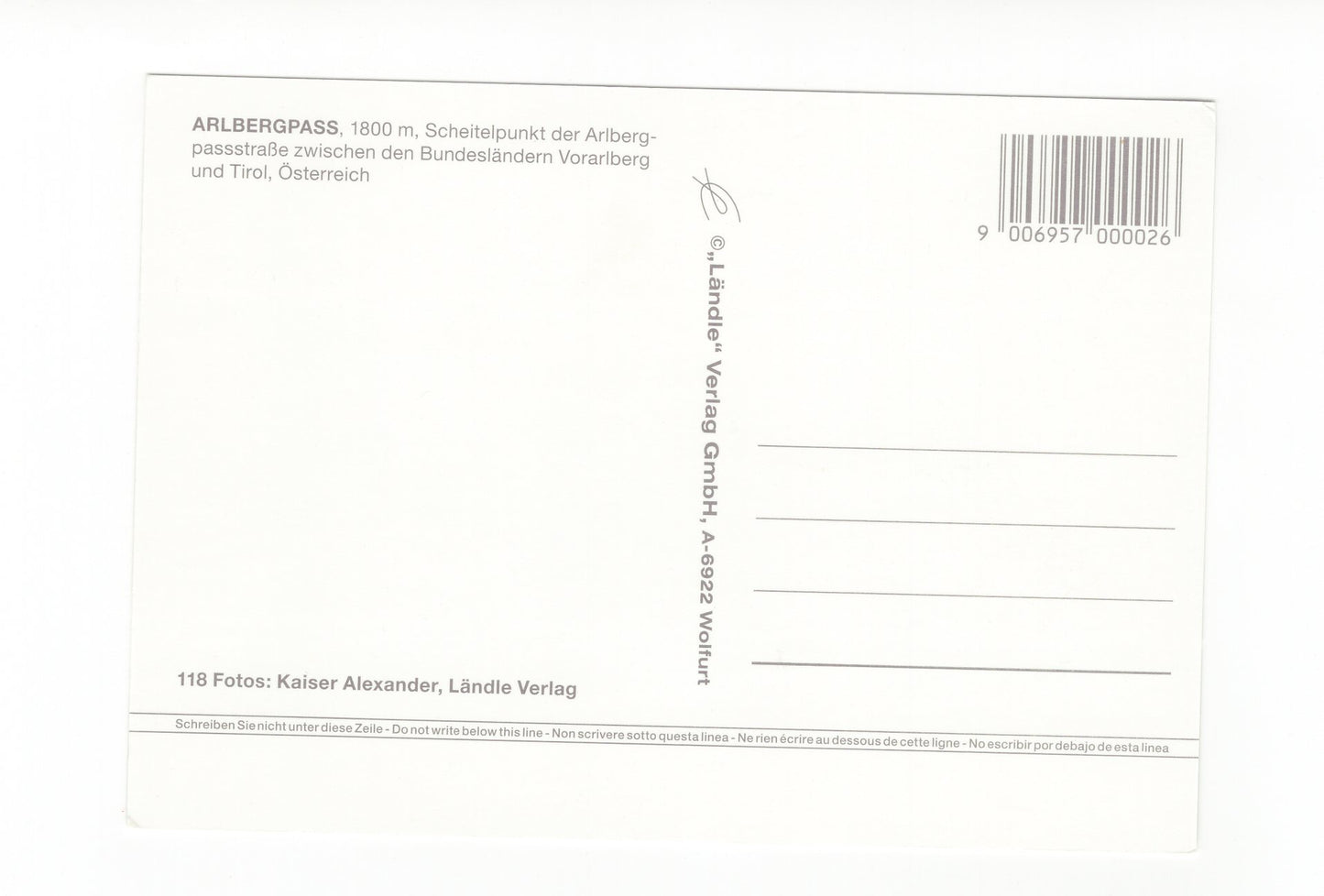 Ansichtskarte Arlbergpass / Tirol / Österreich