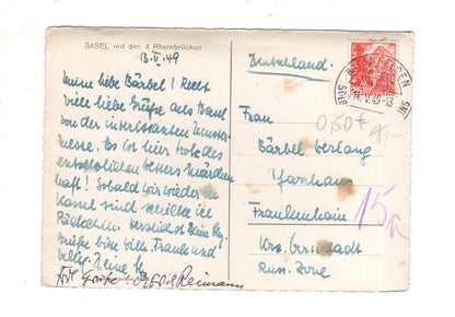 Ansichtskarte Basel mit den 4 Rheinbrücken/ Schweiz