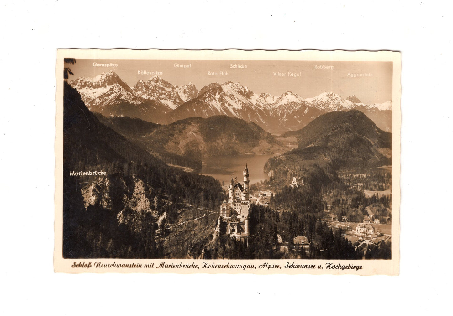 Ansichtskarte Schloss Neuschwanstein mit Marienbrücke