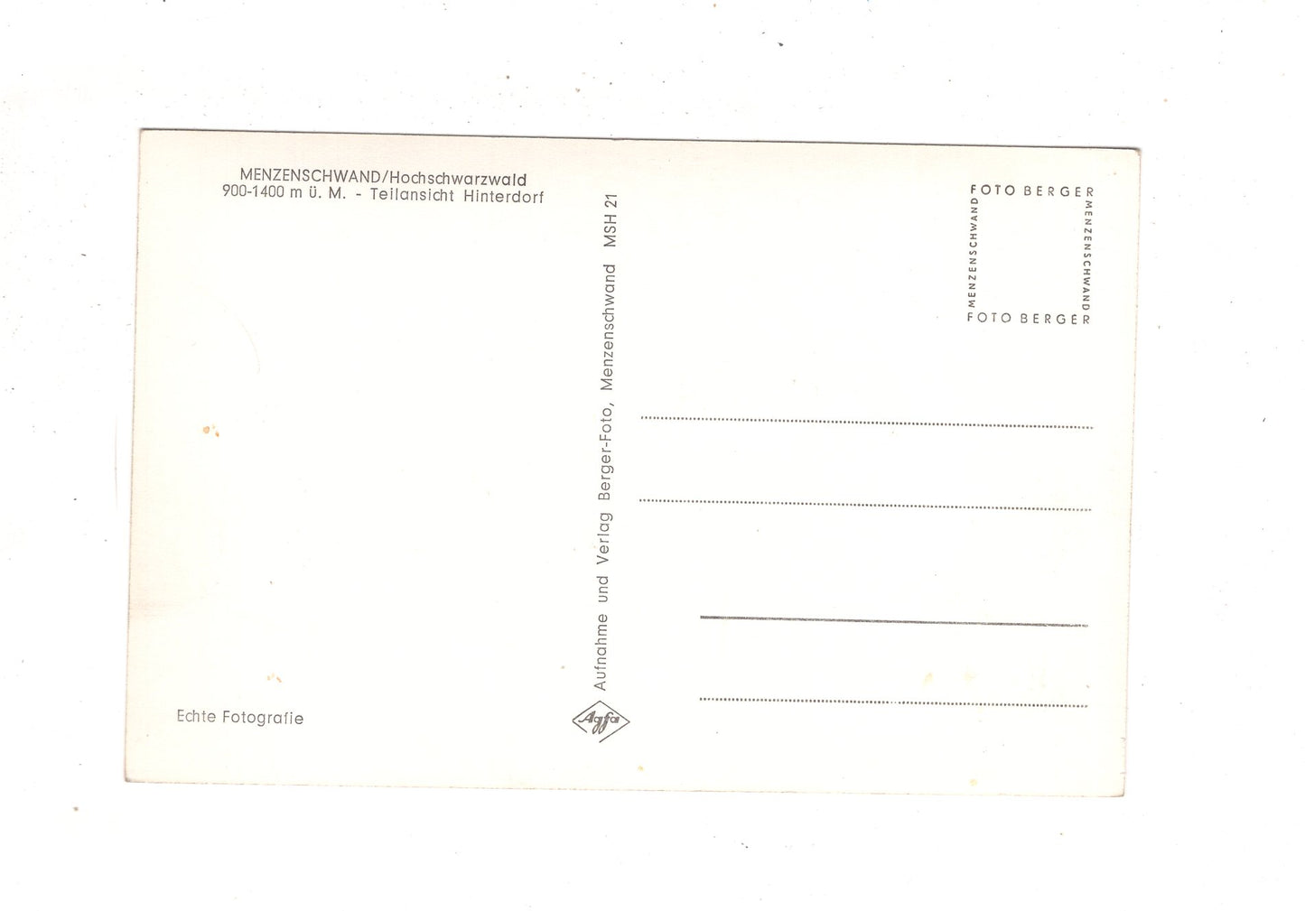 Ansichtskarte Menzenschwand / Hochschwarzwald / Teilansicht Hinterdorf / K1-47