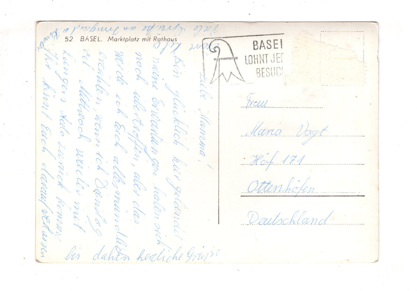 Ansichtskarte Basel / Marktplatz mit Rathaus / Schweiz