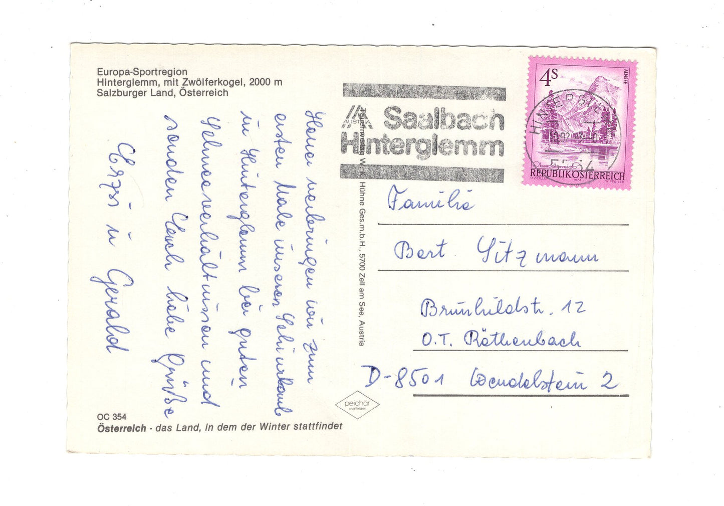 Ansichtskarte Hinterglemm / Salzburger Land / Österreich