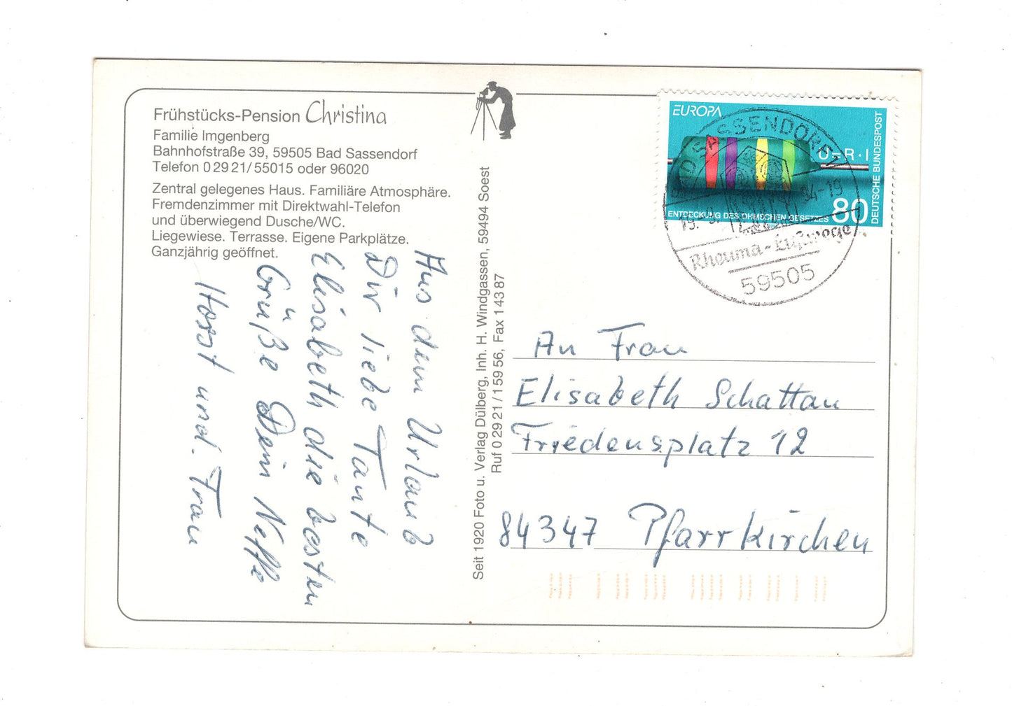 Ansichtskarte Bad Sassendorf / Pension Christina