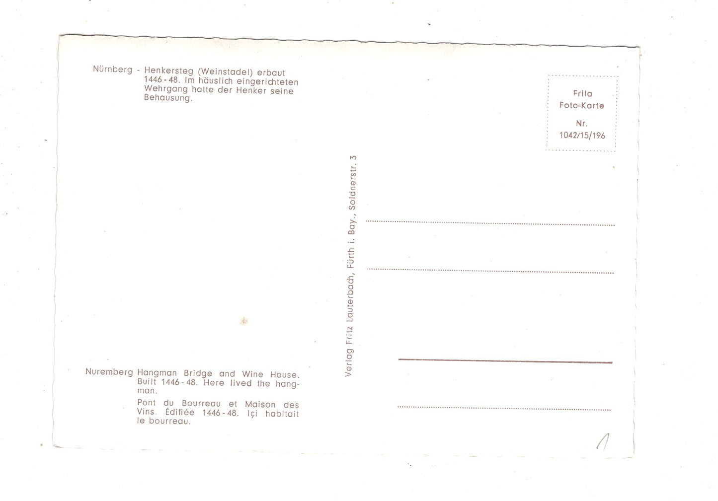 Ansichtskarte Nürnberg / Henkersteg / M1-53