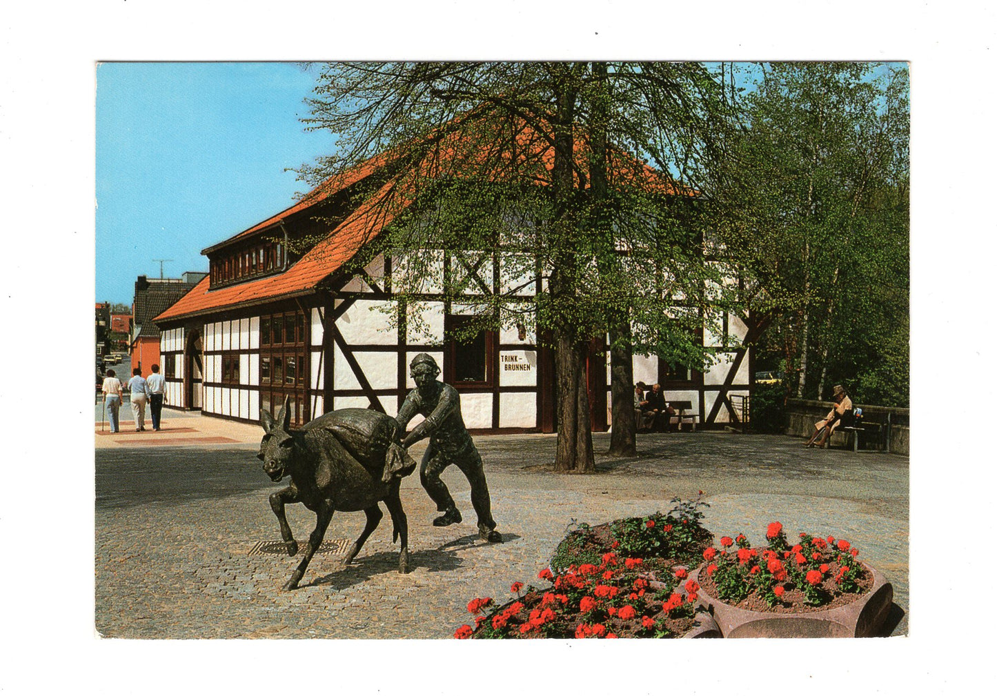 Ansichtskarte Bad Sassendorf / Esel am Trinkbrunnen
