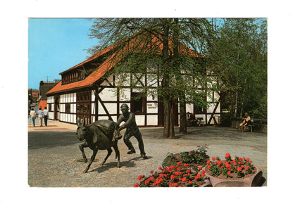 Ansichtskarte Bad Sassendorf / Esel am Trinkbrunnen