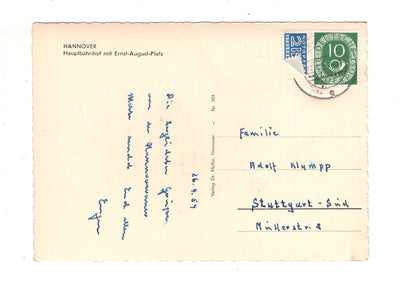 Ansichtskarte Hannover / Hauptbahnhof mit Ernst-August-Platz / J1-55