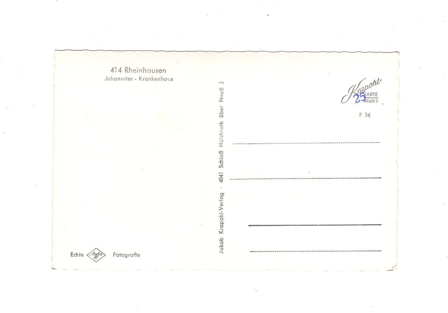 Ansichtskarte Rheinhausen / Johanniter-Krankenhaus