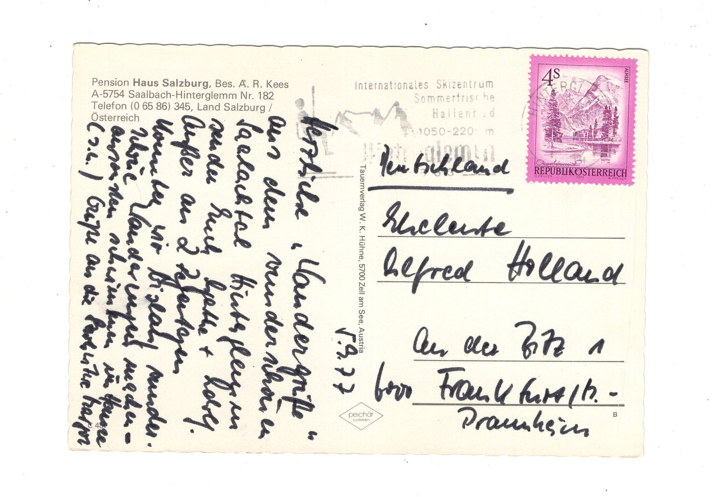 Ansichtskarte Pension Haus Salzburg / Hinterglemm / Land Salzburg / Österreich