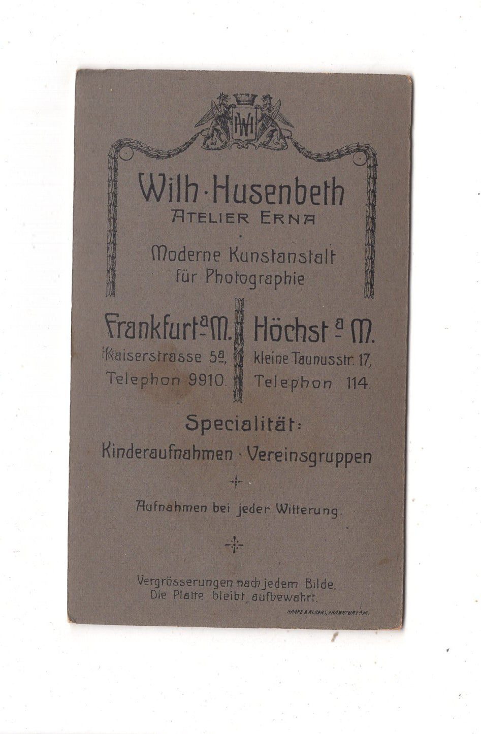 Fotografie Niedliches kleines Kind - Frankfurt Main / Höchst um 1910 / CDV M1-33