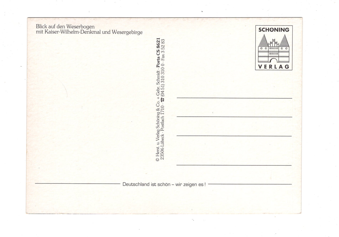 Ansichtskarte Weserbogen mit Kaiser-Wilhelm-Denkmal / I1-60