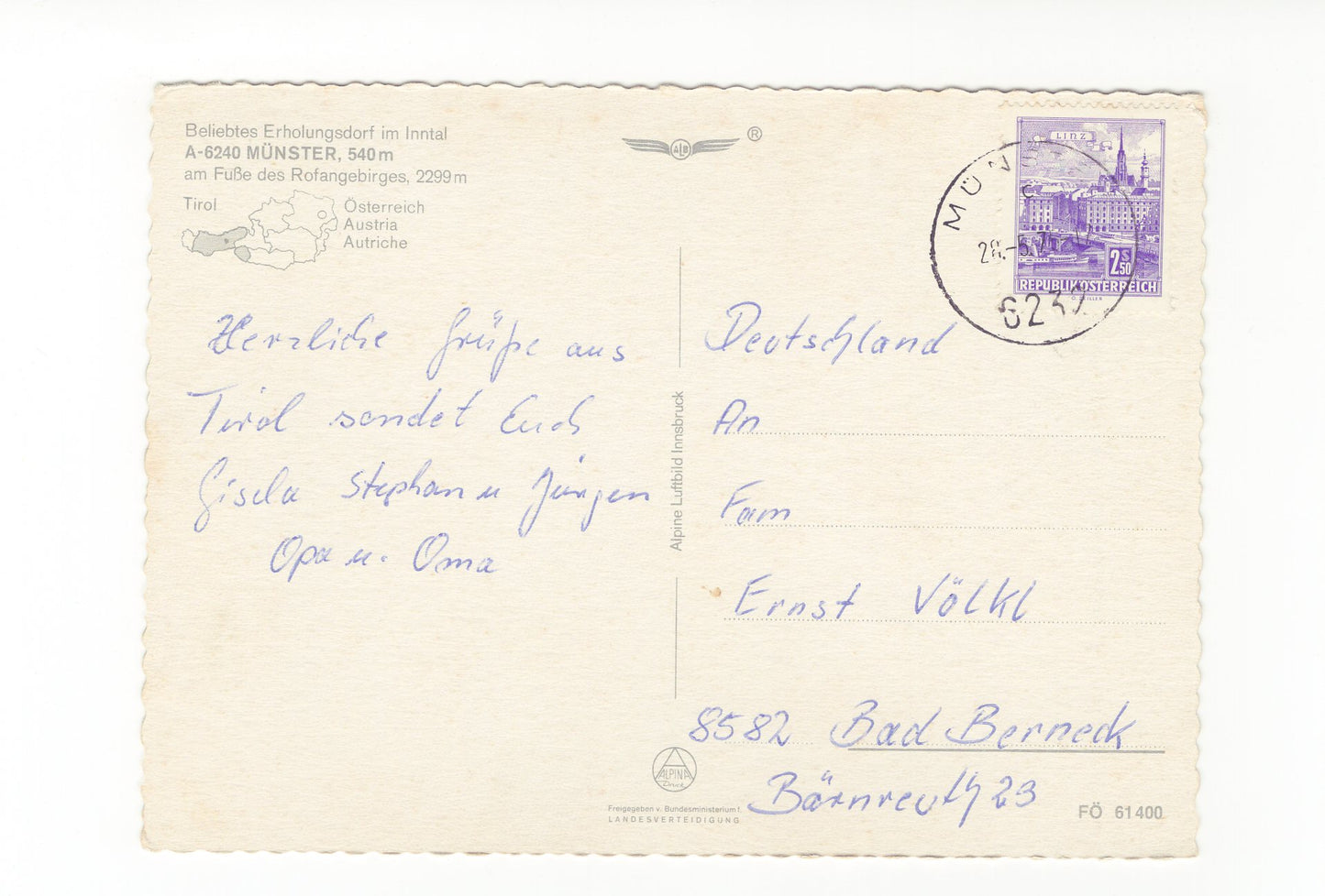 Ansichtskarte Münster / Tirol / Österreich