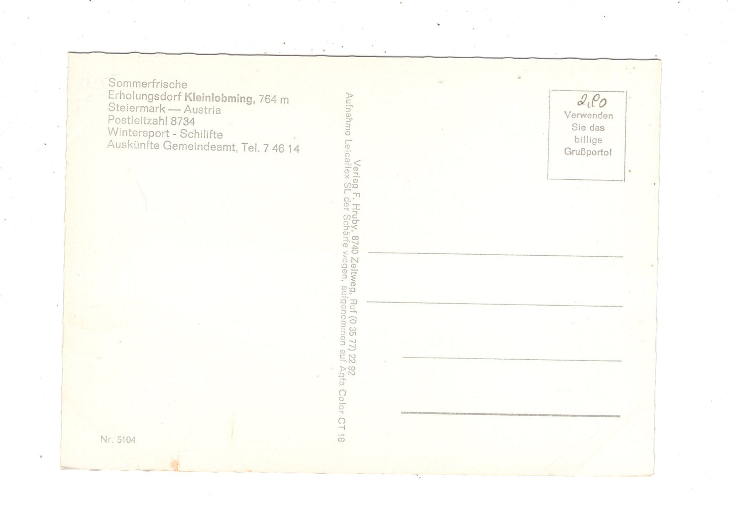 Ansichtskarte Kleinlobming / Steiermark / Österreich / O1-53