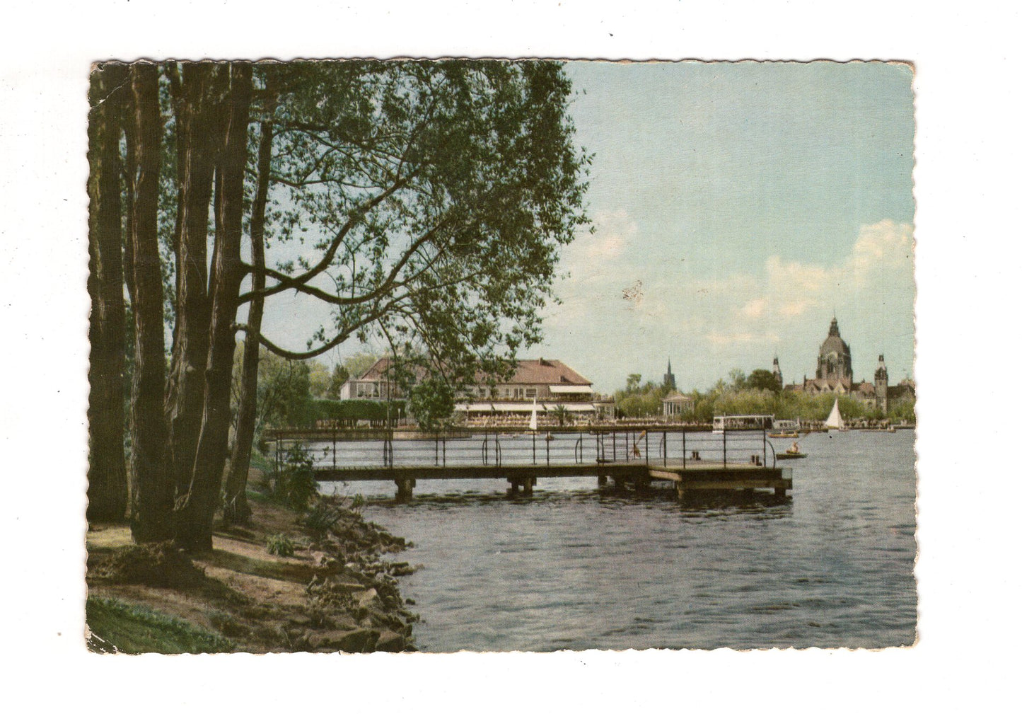 Ansichtskarte Hannover / Maschsee mit Stadthalle und Rathaus / J1-55