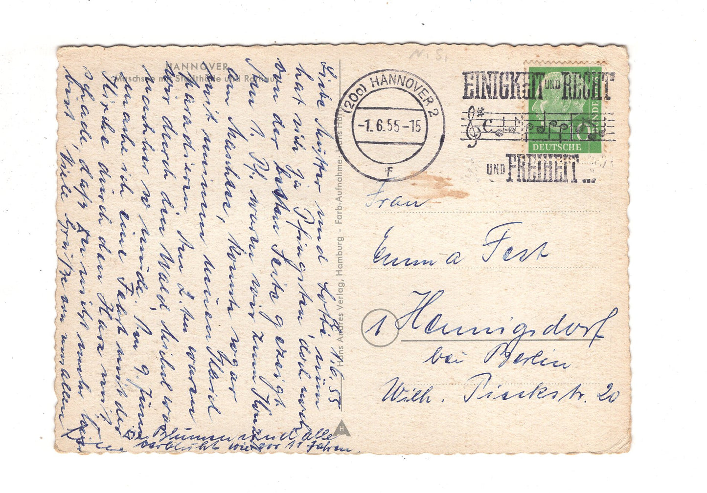 Ansichtskarte Hannover / Maschsee mit Stadthalle und Rathaus / J1-55