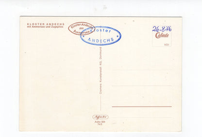 Ansichtskarte Kloster Andechs mit Ammersee und Zugspitze