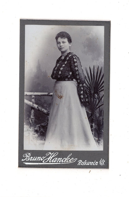 Fotografie Feine Dame - Roßwein um 1900 / CDV L1-32