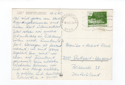 Ansichtskarte Mitternachtssonne am Nordkap / Norwegen