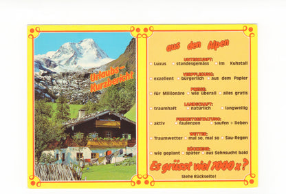 Ansichtskarte Urlaubs-Kurzbericht aus den Alpen / Österreich