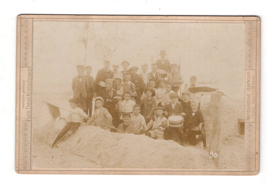 Fotografie Schönes Klassenfoto am Strand / Jungen - Nordseebad Borkum 1890er / CAB U-33