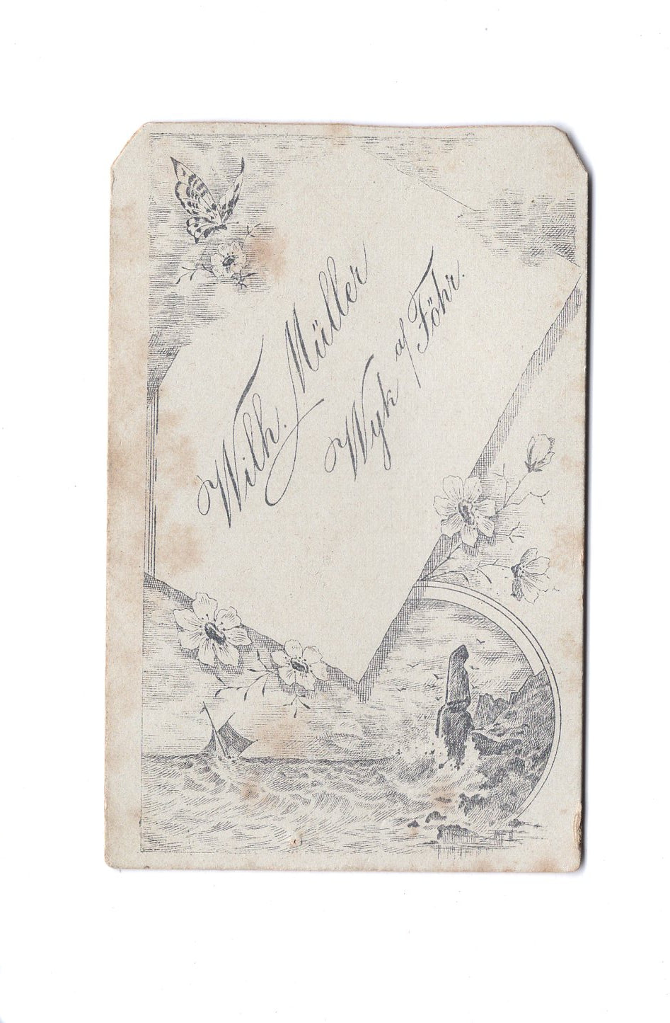 Fotografie Feine Dame mit kleinem Mädchen - Wyk auf Föhr 1890er