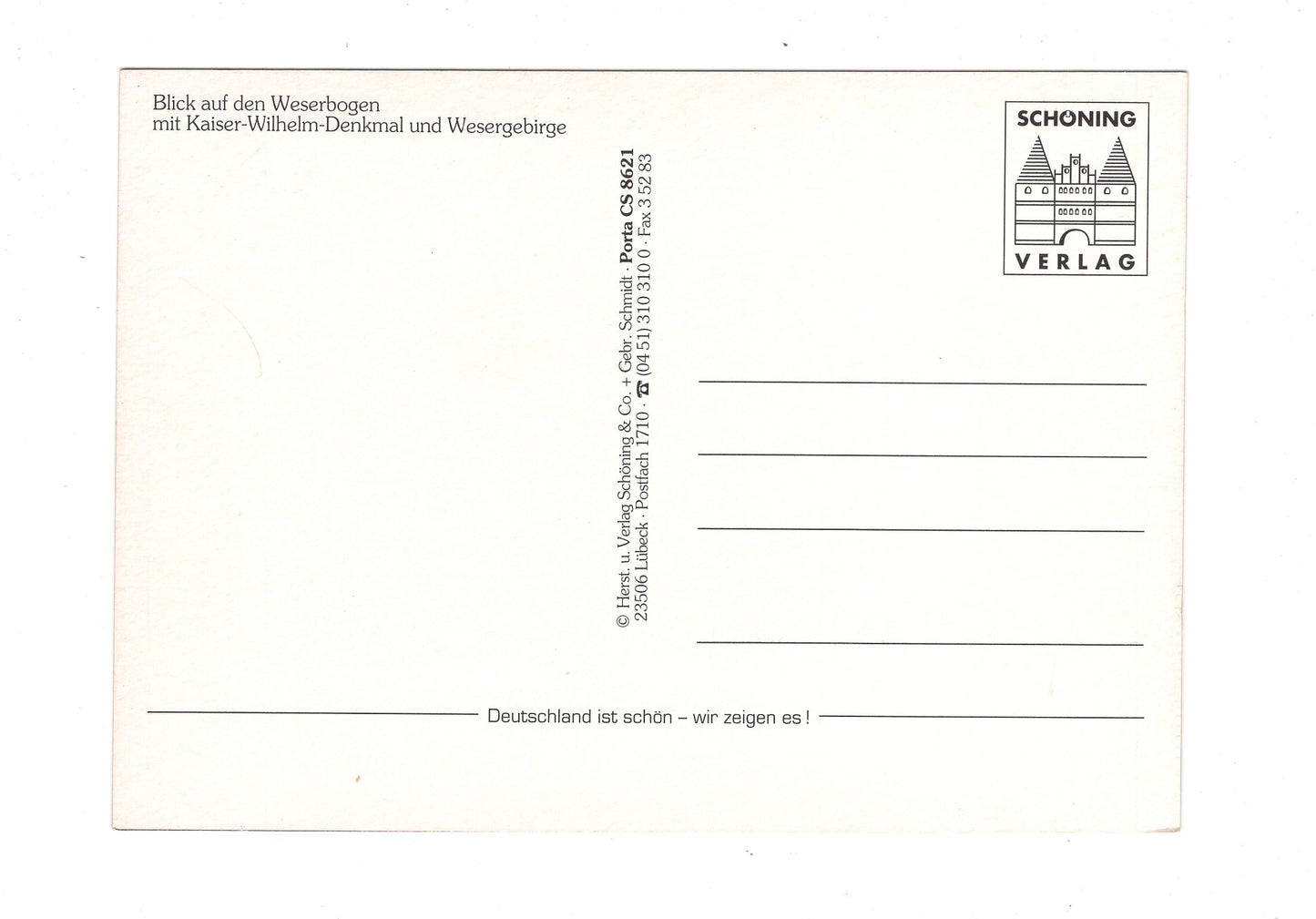 Ansichtskarte Weserbogen mit Kaiser-Wilhelm-Denkmal / I1-60