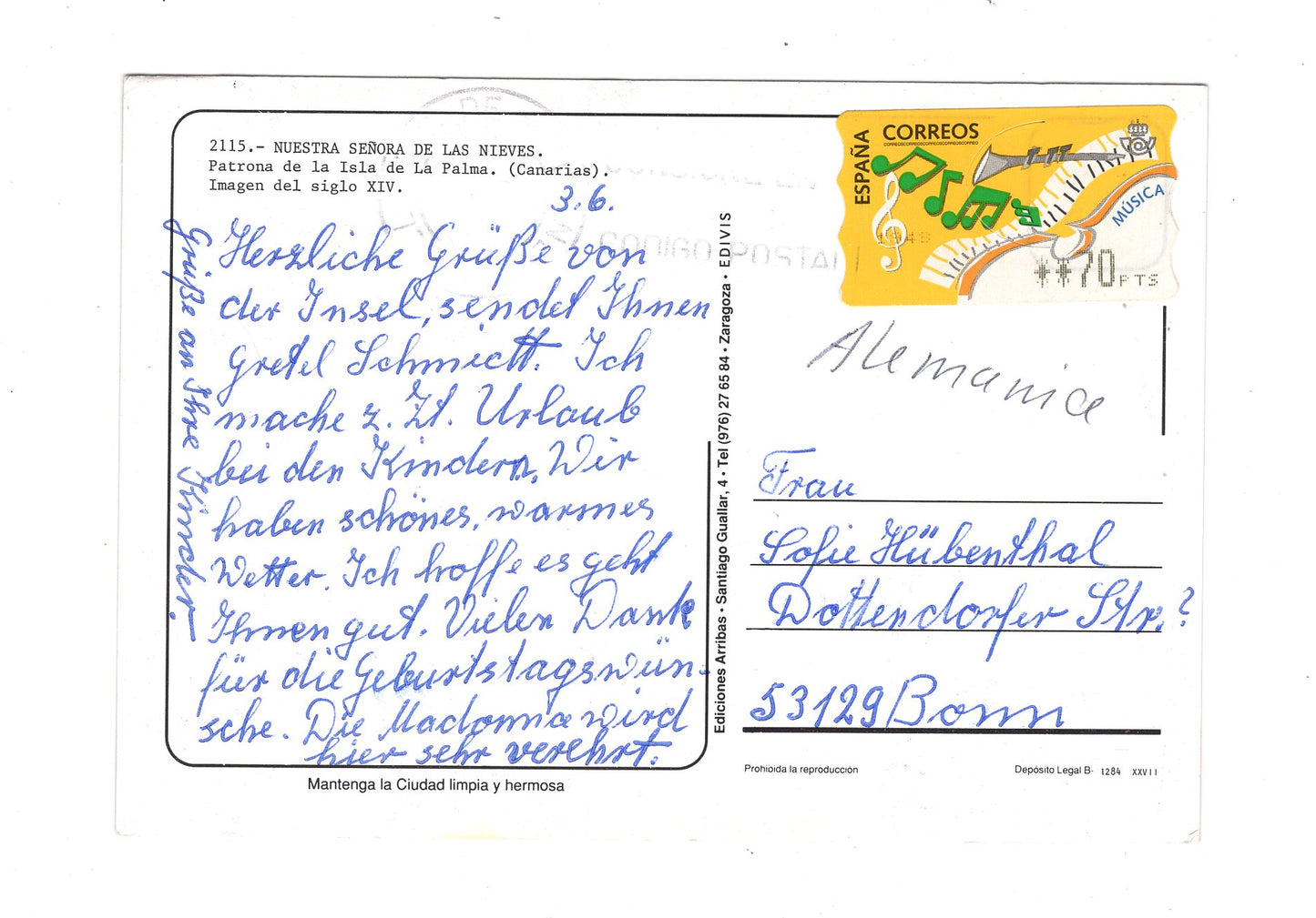 Ansichtskarte Nuestra Senora de la Nieves / Spanien