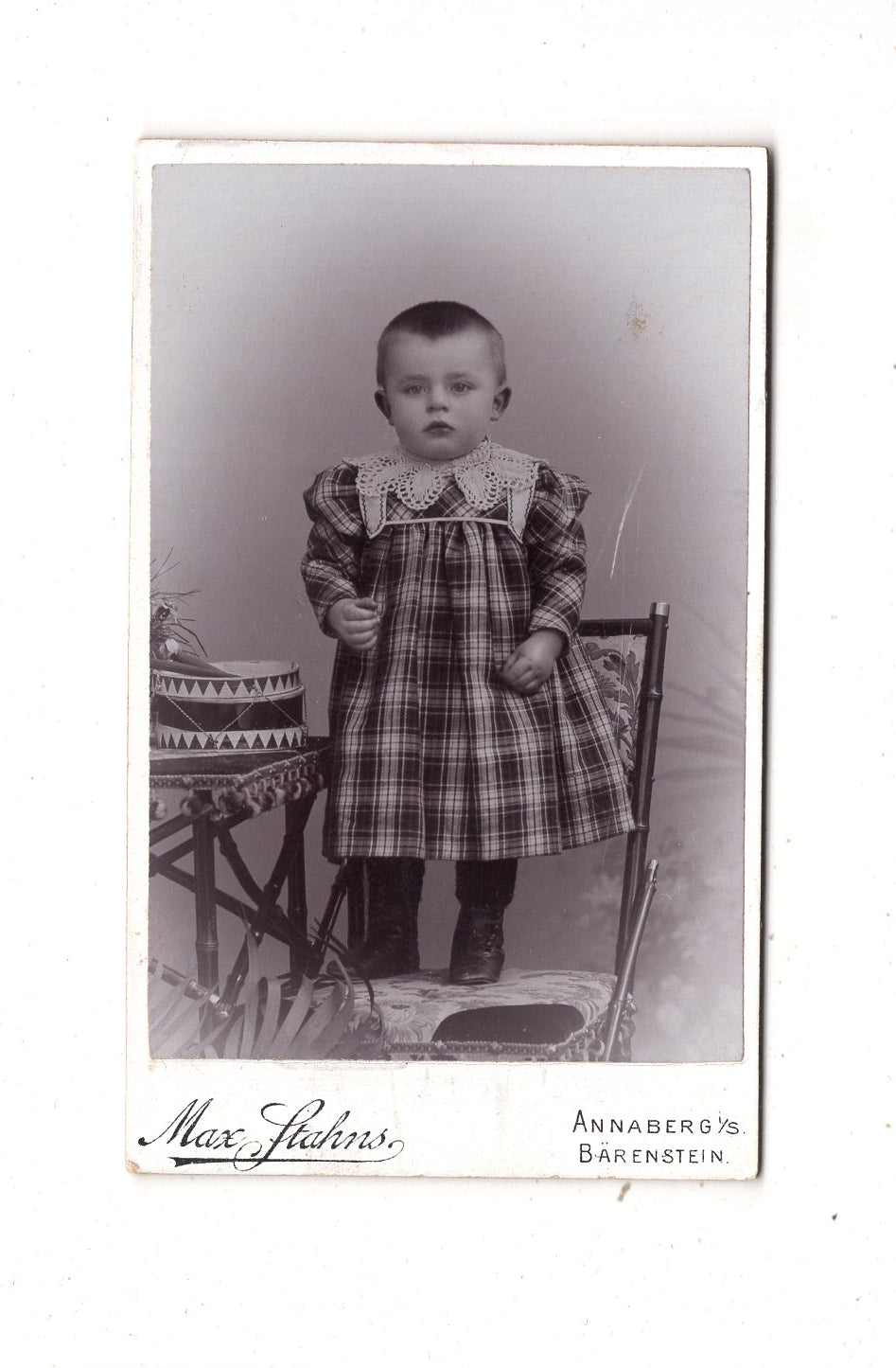 Fotografie Niedlicher kleiner Junge - Annaberg / Bärenstein 1890er / CDV M1-14