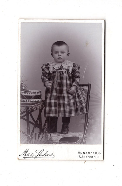 Fotografie Niedlicher kleiner Junge - Annaberg / Bärenstein 1890er / CDV M1-14