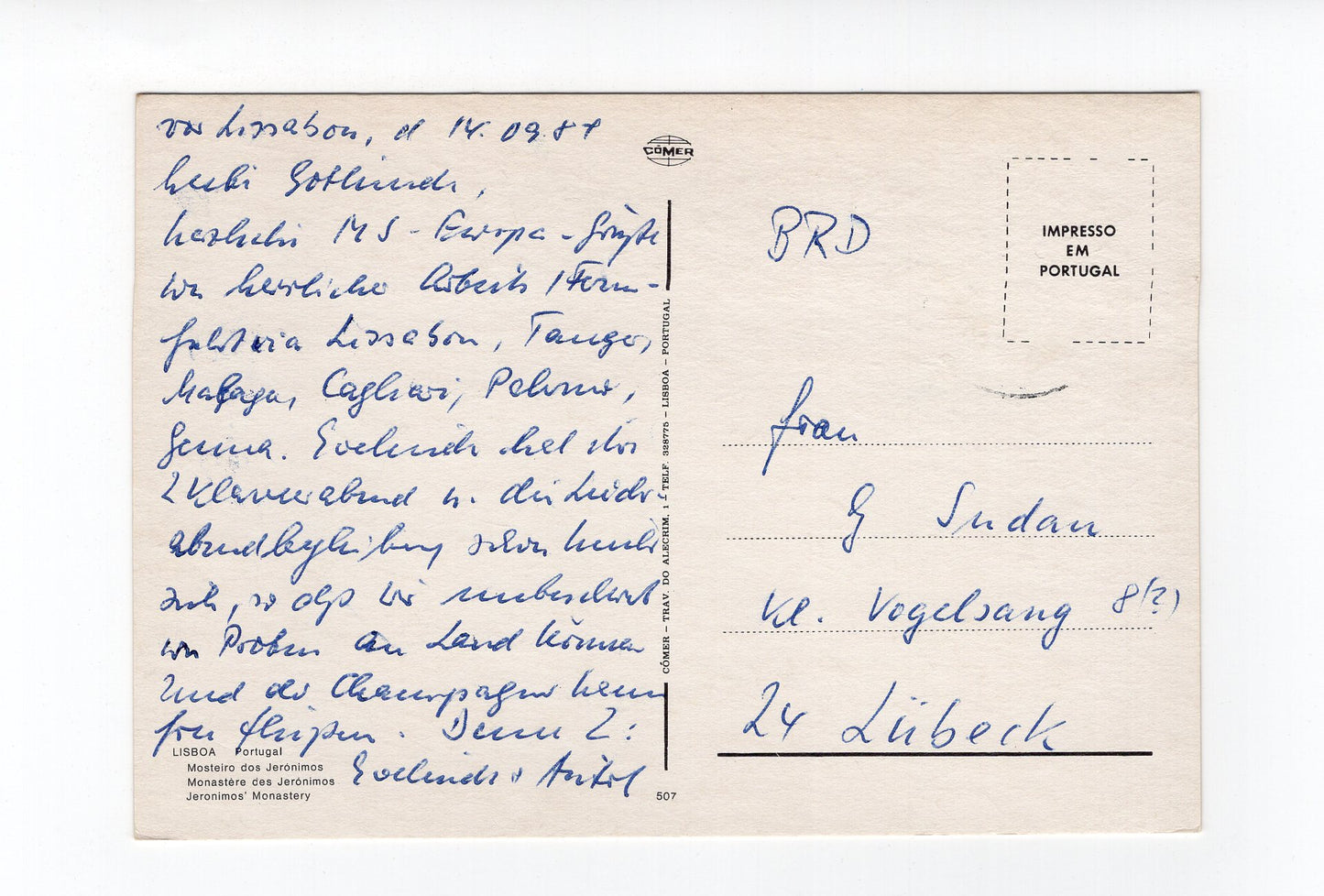 Ansichtskarte Lisboa Lissabon / Mosteiro dos Jeronimos / Portugal