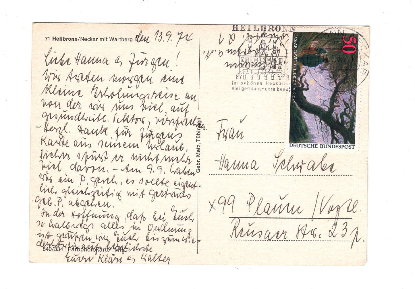 Ansichtskarte Heilbronn am Neckar mit Wartberg / H1-61