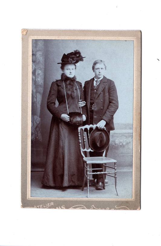 Fotografie Feine Dame und Junge - Bruck an der Leitha 1900er