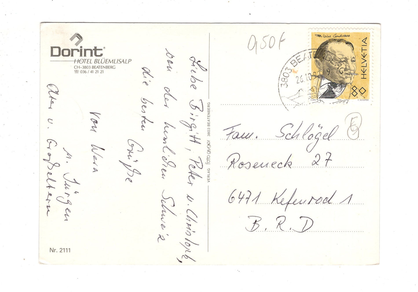Ansichtskarte Hotel Blüemlisalp / Beatenberg / Schweiz