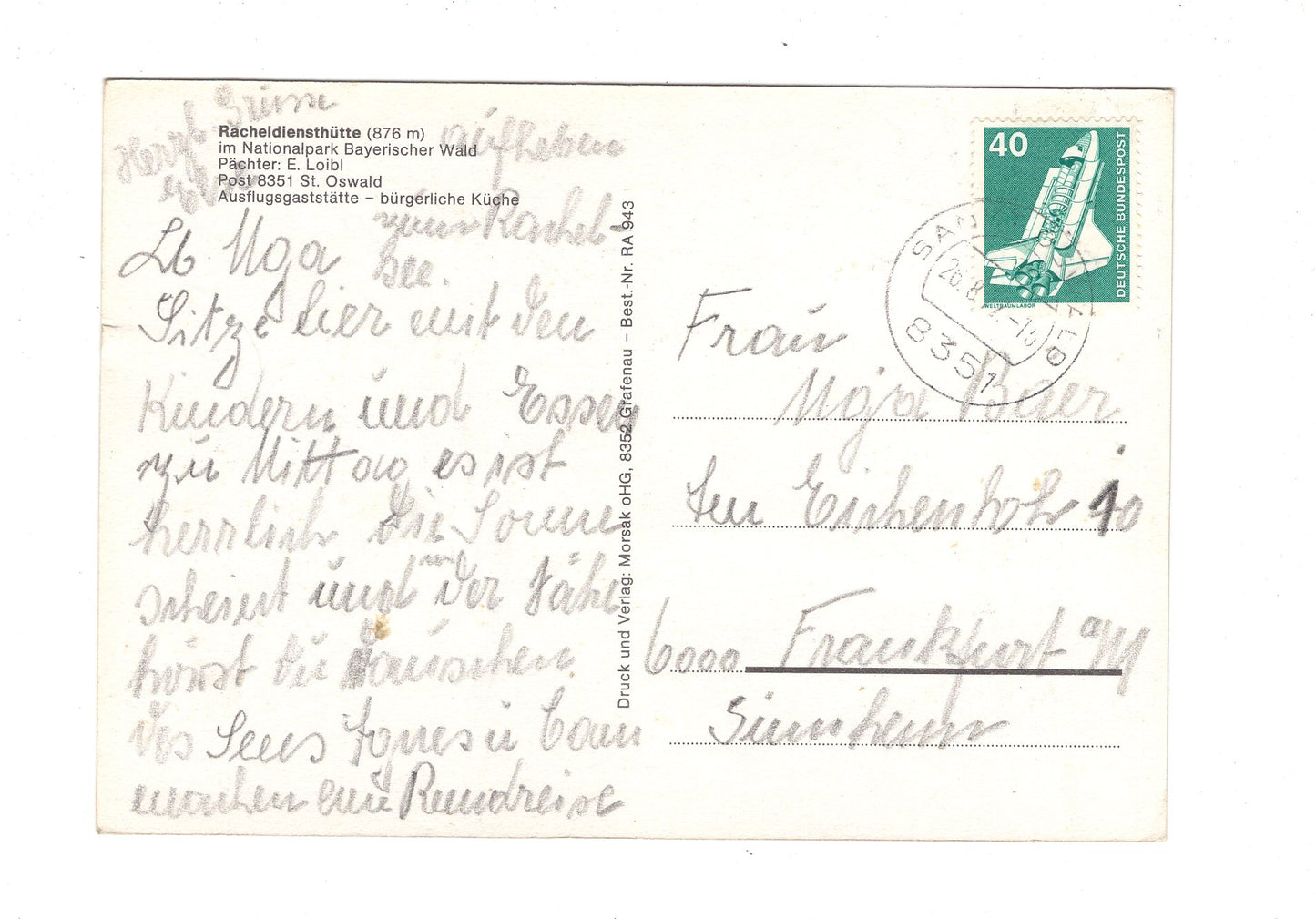 Ansichtskarte Racheldiensthütte im Bayerischen Wald / St. Oswald / H1-61