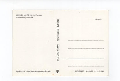 Ansichtskarte Hartenstein / Kreis Zwickau / Paul-Fleming-Denkmal