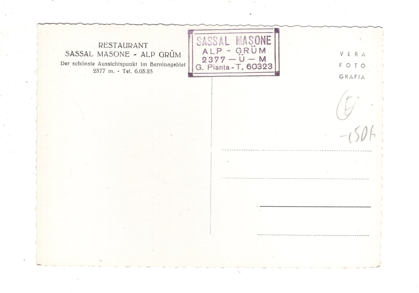 Ansichtskarte Restaurant Sassal Masone - Alp Grüm / Schweiz