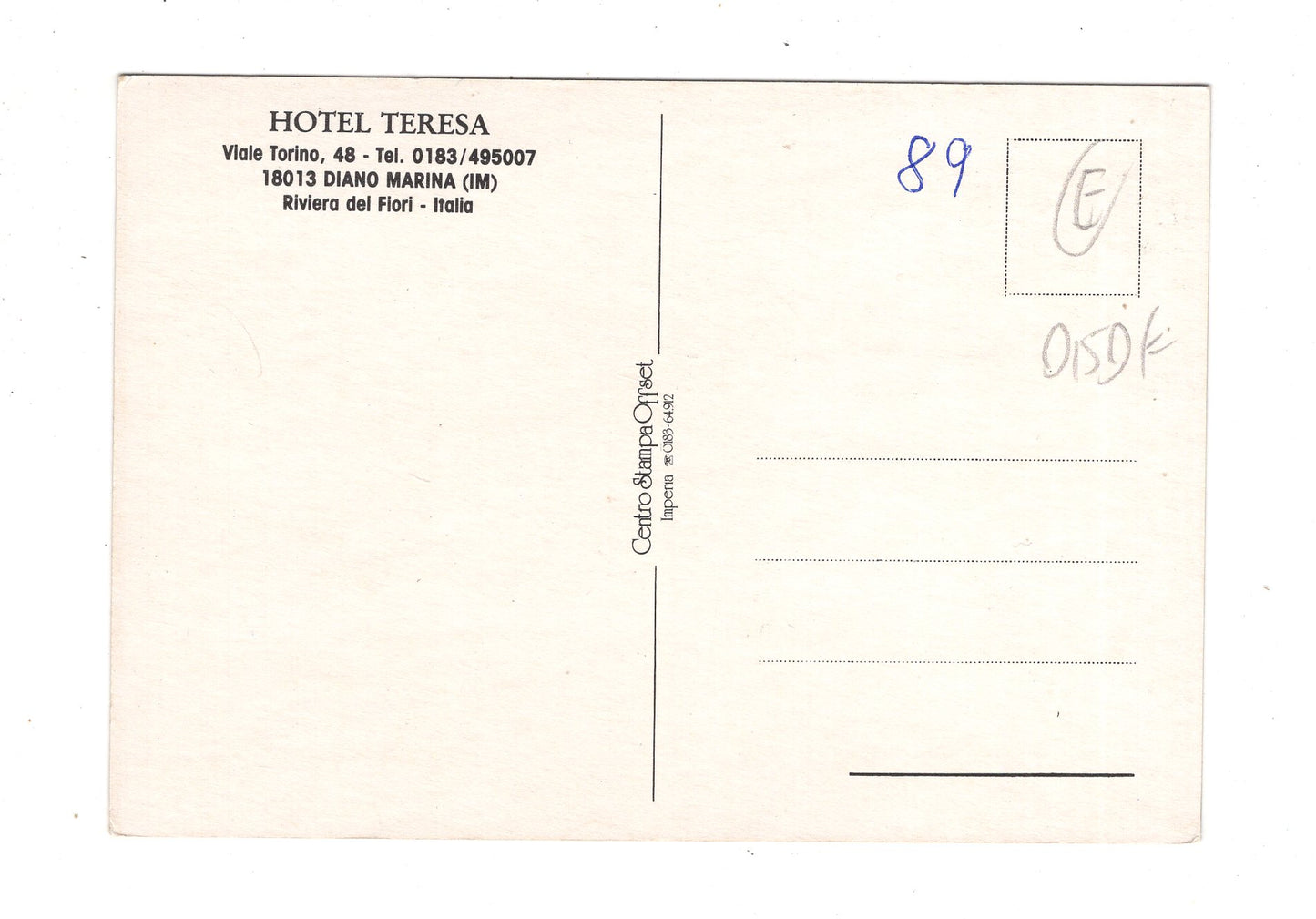 Ansichtskarte Hotel Teresa / Diano Marina / Italien / N1-55