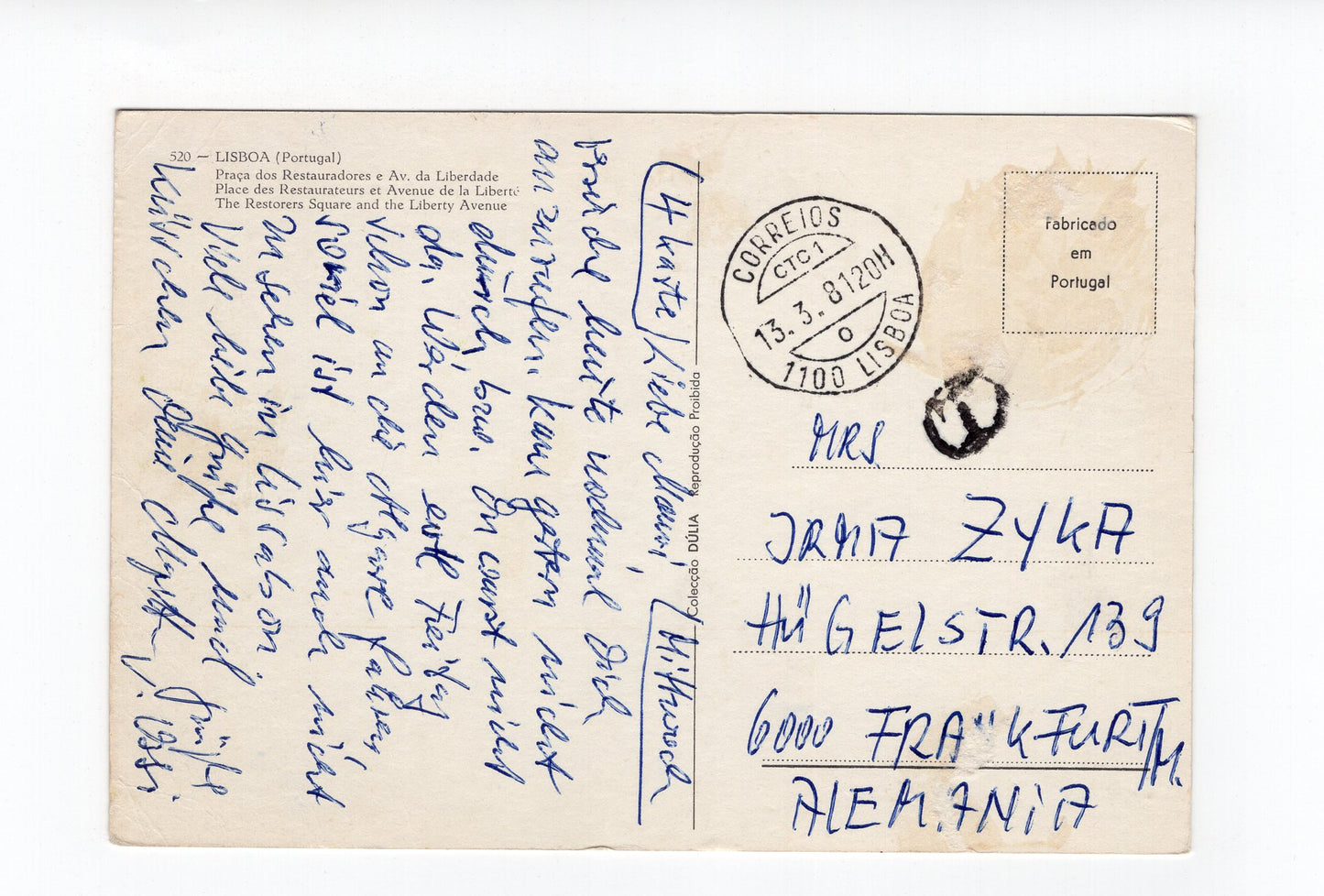 Ansichtskarte Lisboa Lissabon / Praca dos Restauradores / Portugal