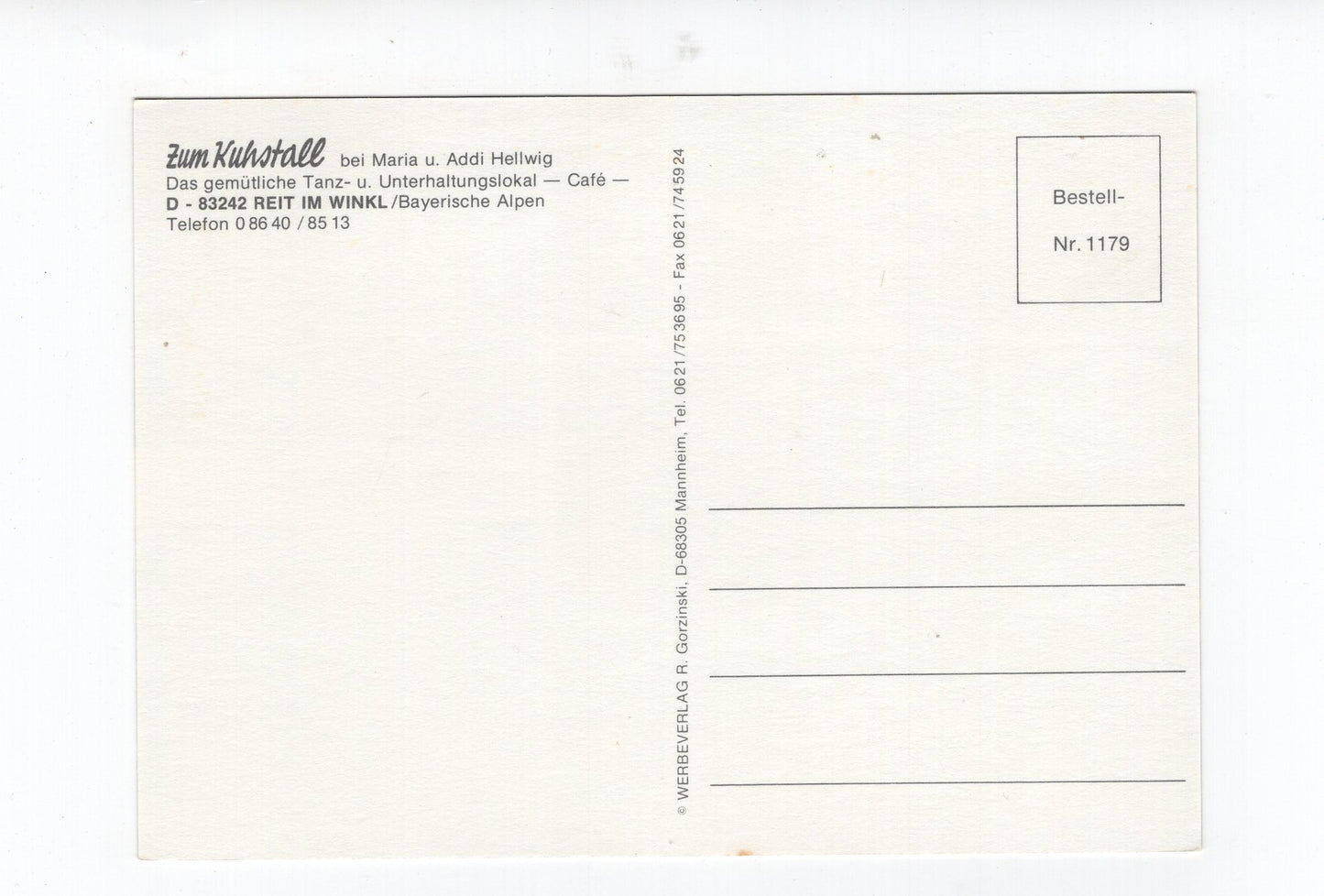 Ansichtskarte Unterhaltungslokal Café Zum Kuhstall / Reit im Winkl