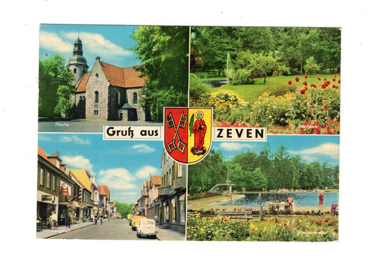 Ansichtskarte Zeven / Kirche / Schwimmbad +++