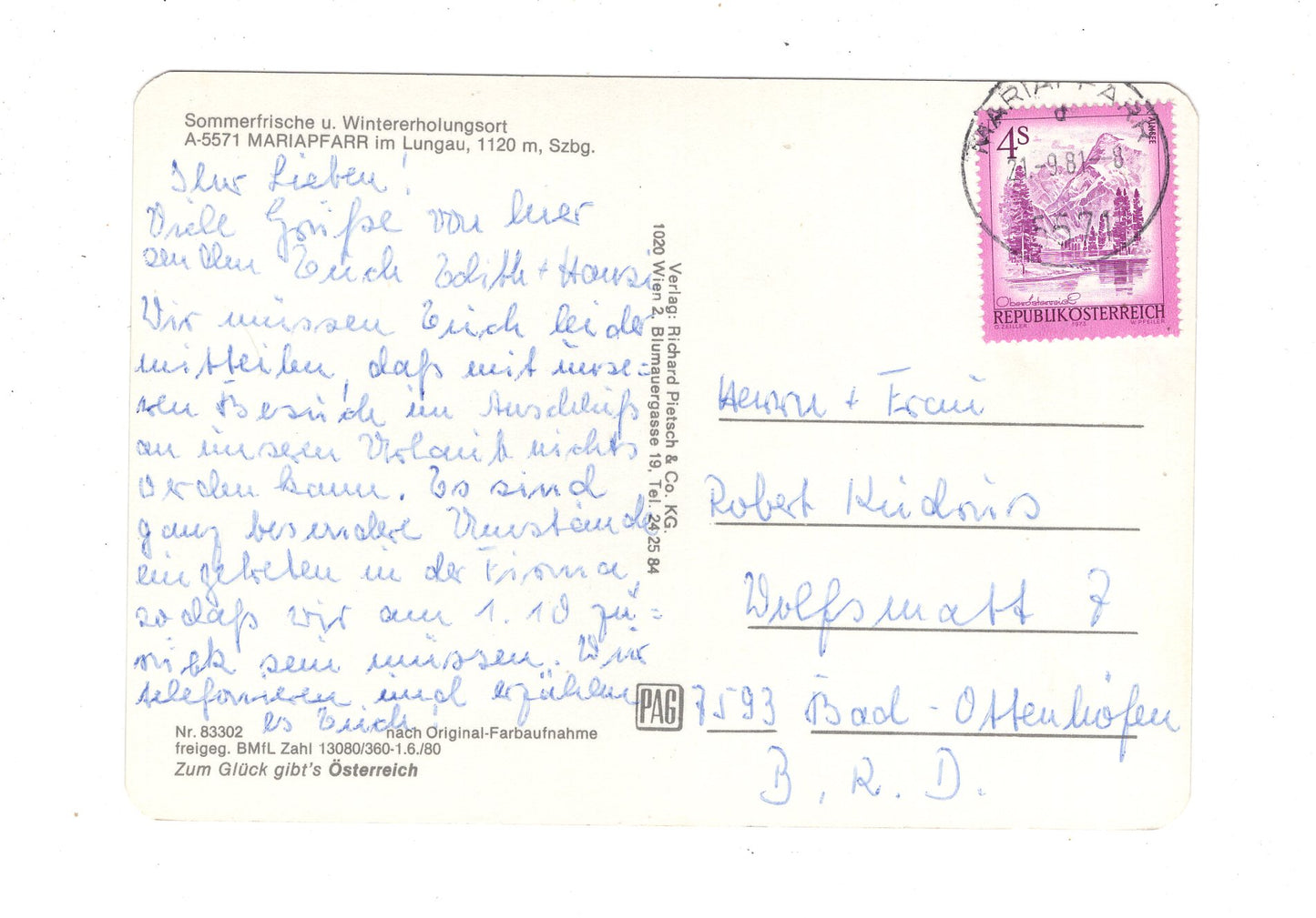 Ansichtskarte Mariapfarr im Lungau / Österreich / O1-53