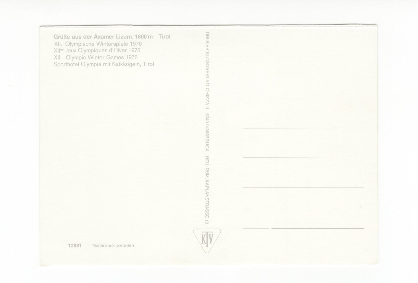 Ansichtskarte Axamer Lizum / Tirol / Österreich