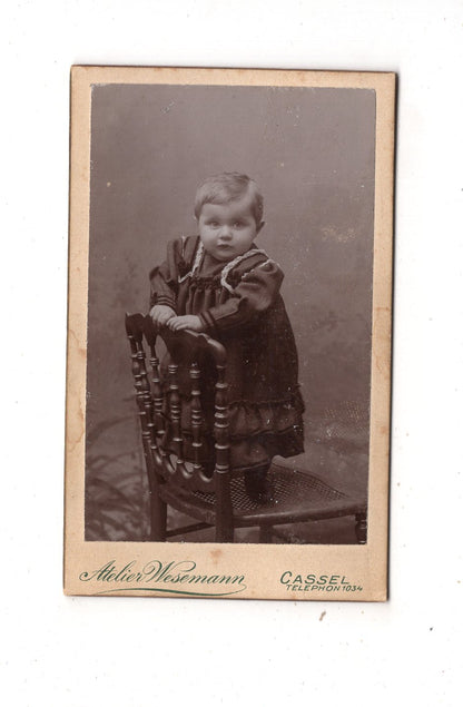 Fotografie Niedlicher kleiner Junge - Kassel um 1900 / CDV M1-14